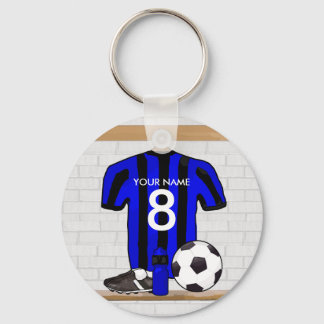 Llavero Jersey de fútbol negro y azul personalizado