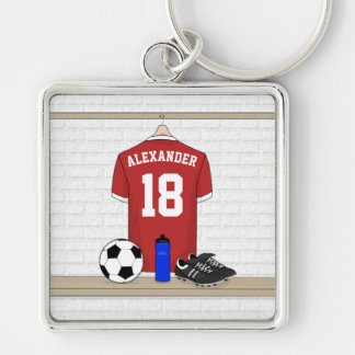 Llavero Jersey de fútbol rojo y blanco personalizado