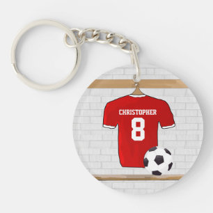 Llavero Jersey de fútbol rojo y blanco personalizado
