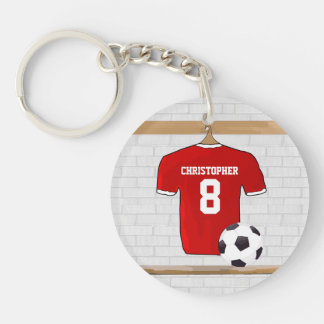 Llavero Jersey de fútbol rojo y blanco personalizado