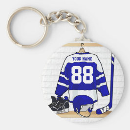 Llavero Jersey de hockey sobre hielo azul y blanco persona