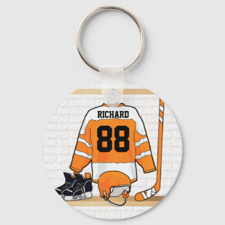 Llavero Jersey de hockey sobre hielo blanco y Naranja pers