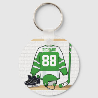 Llavero Jersey de hockey sobre hielo verde y blanco person