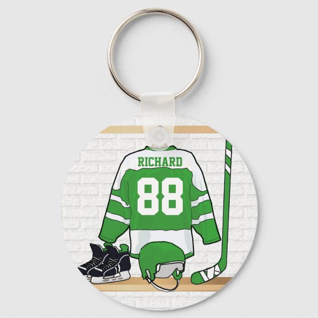 Llavero Jersey de hockey sobre hielo verde y blanco person (Anverso)