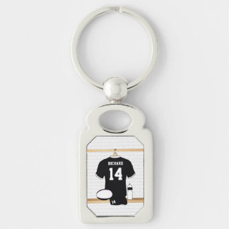 Llavero Jersey de rubí personalizado negro y blanco