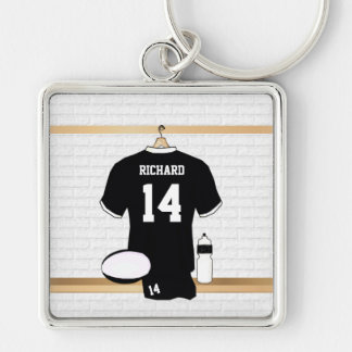 Llavero Jersey de rubí personalizado negro y blanco
