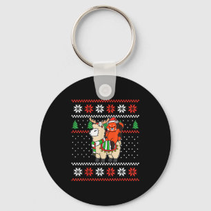 Llavero Jersey Feo de Navidad de Panda Rojo Reno Llama Ri