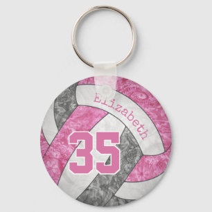 Llavero jersey personalizado gris rosa número giratorio vo