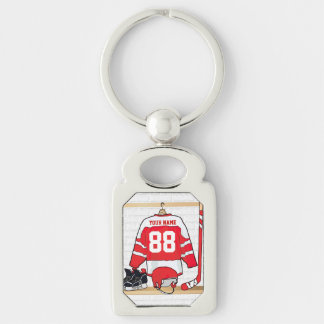 Llavero Jersey rojo y blanco personalizado del hockey