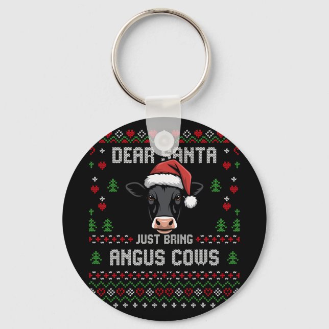 Llavero Jerseys Navideños De Ganado Vacuno Angus Feo (Anverso)