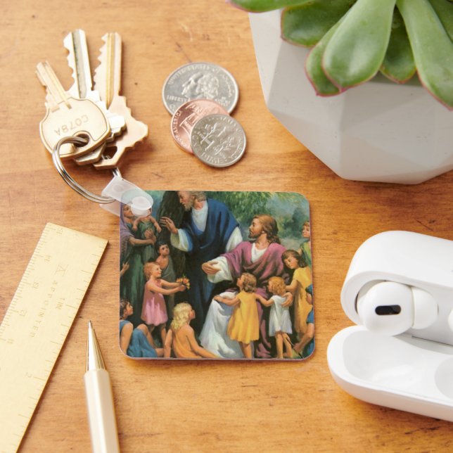 Llavero Jesucristo bendiciendo niños, religión vintage (Escritorio )