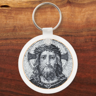 Llavero Jesucristo, mosaico de arte vintage, cristiano