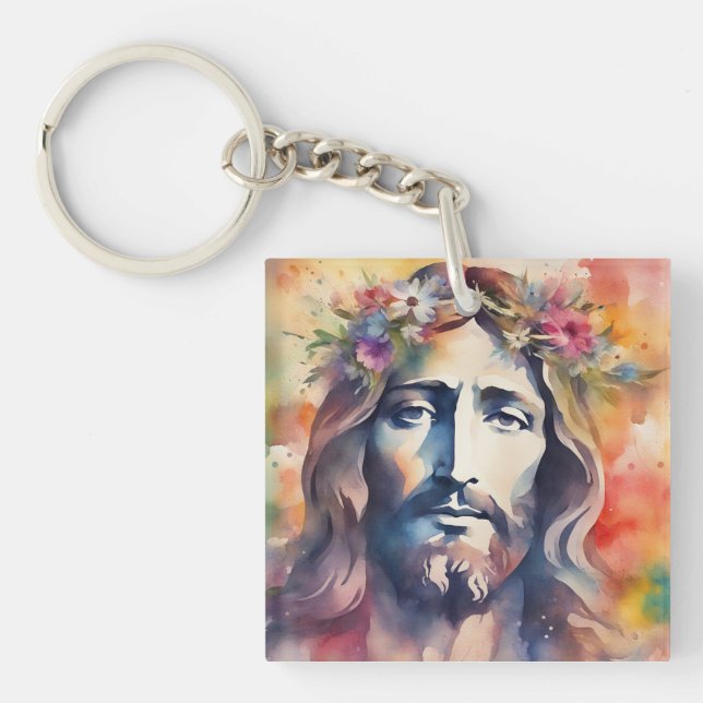 Llavero Jesús acuarela (Frente)