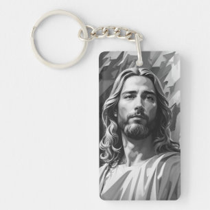Llavero Jesus Black and White Keychain