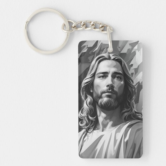 Llavero Jesus Black and White Keychain (Frente)