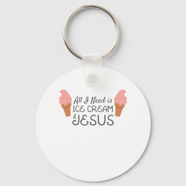 Llavero Jesús Cristiano Todo Lo Que Necesito Es Helado Cre (Anverso)