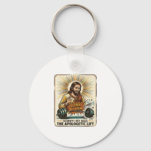 Llavero Jesús Dejando Caer Pesas Pesadas Fuertemente Gimna