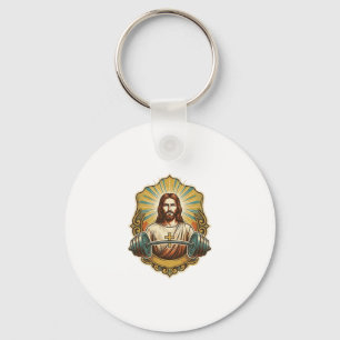 Llavero Jesús Determinado Pesa Pesada de Hierro Powerlifti