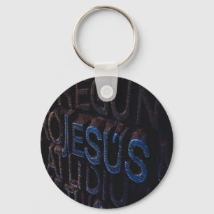 Llavero Jesús en Piedra Azul Dios Cristiano Amor