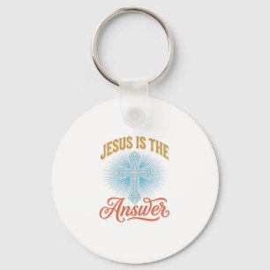 Llavero Jesús Es la Respuesta Diseño de Cruz Cristiana Vec