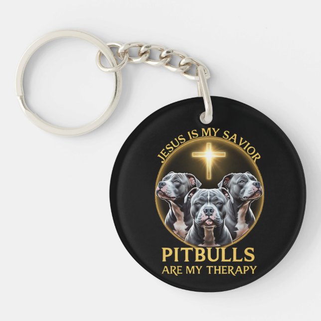 Llavero Jesús Es Mi Salvador Pitbulls Es Mi Divertido Tera (Frente)