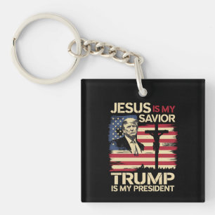 Llavero Jesús Es Mi Salvador Trump Es Mi Bandera President