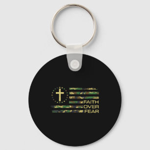 Llavero Jesús Fe Sobre el Miedo Cruz Camuflaje Bandera Ame