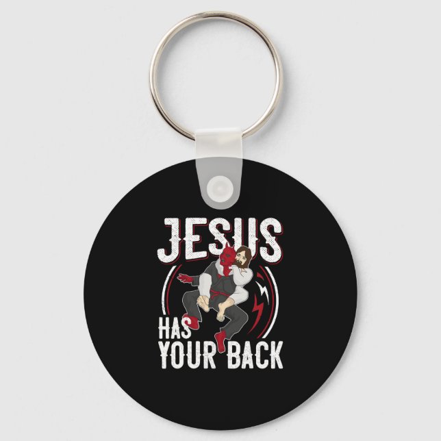 Llavero Jesus Has Your Back Brazilian Jiu Jitsu BJJ Christ (Anverso)
