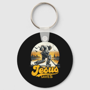 Llavero Jesús Hockey Salva Vintage Deporte Fan Cristo Fe 
