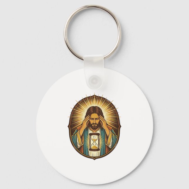 Llavero Jesús Impaciente Cargando Reloj de Arena Internet  (Anverso)