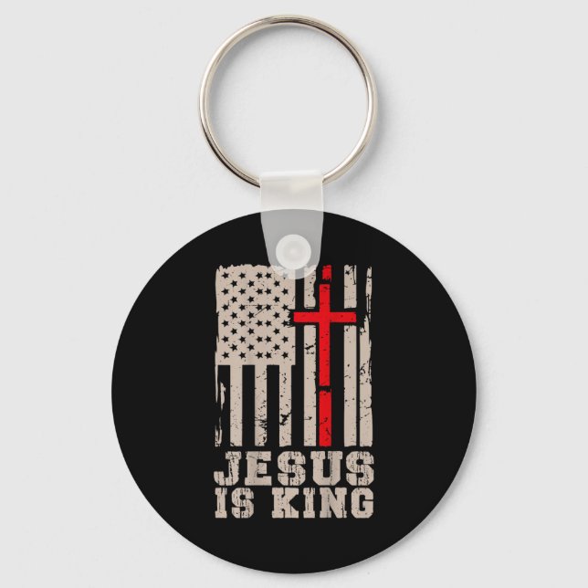 Llavero Jesus Is King Christ Lord Patriotic Christian Amer (Anverso)