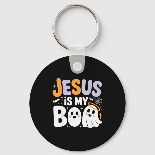 Llavero Jesus Is My Boo Cute Christian Halloween Ghost Fun (Anverso)