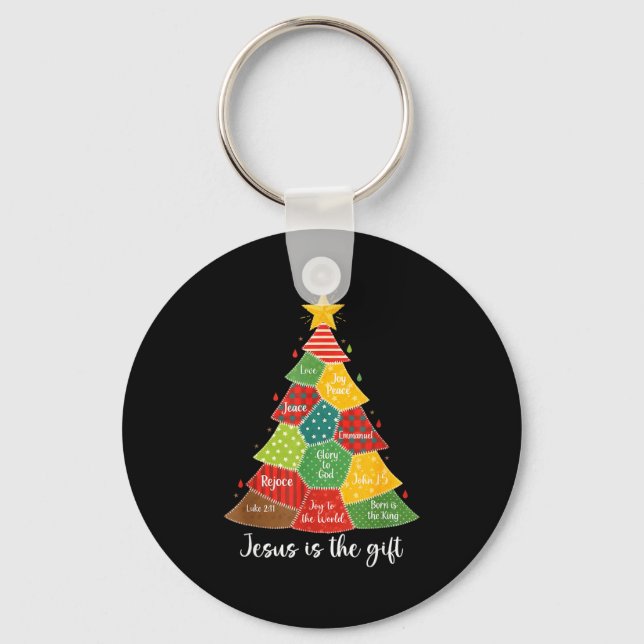 Llavero Jesus Is The Gift Christmas Tree Patchwork Scriptu (Anverso)