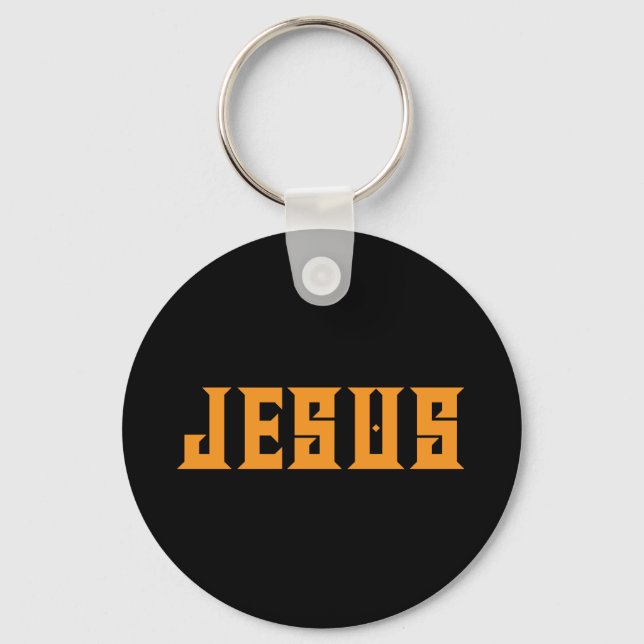 Llavero Jesus Loves Custom Name Black Gold  (Anverso)