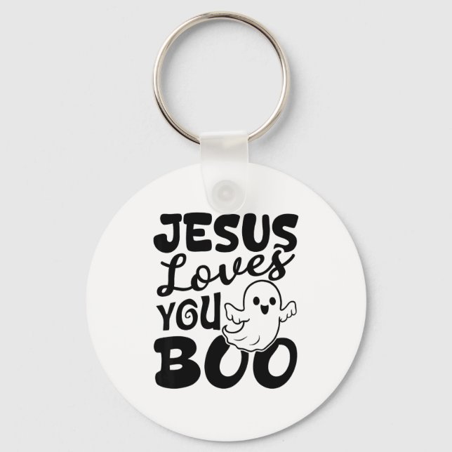 Llavero Jesus Loves You Boo Christian Halloween Ghost Funn (Anverso)