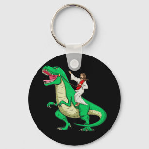 Llavero Jesús montando Dinosaurio Funny Parodia Tyrannosau
