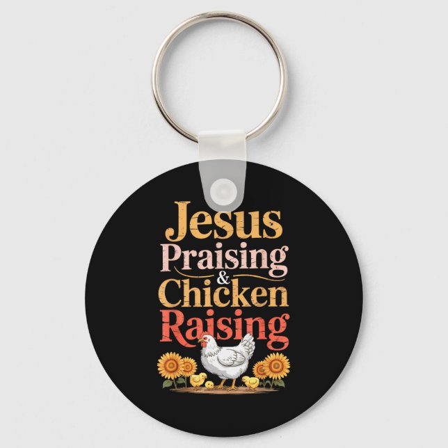 Llavero Jesus Praising &amp; Chicken Raising Funny Faith F (Anverso)