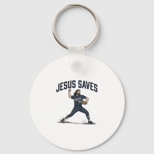 Llavero Jesús salva al lanzador de béisbol Camiseta de gra