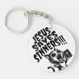 Llavero Jesús salva al pecador - Gatito
