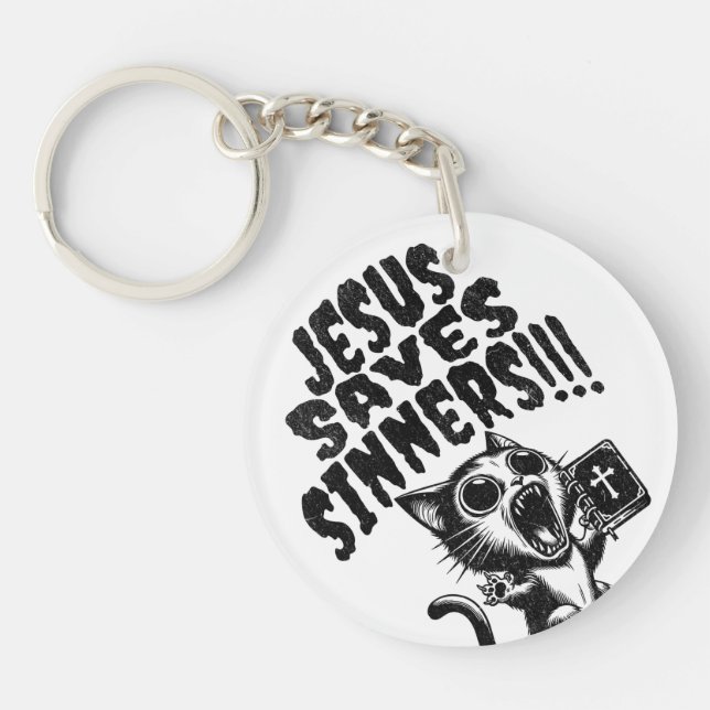 Llavero Jesús salva al pecador - Gatito (Frente)
