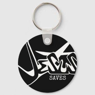 Llavero Jesús Salva Grafiti Negro