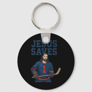 Llavero Jesús salva humor de portero de hockey cristiano R