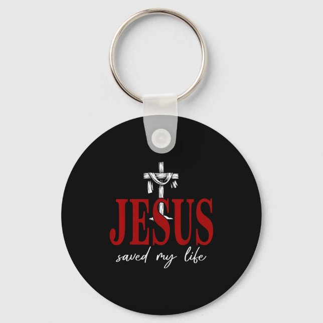 Llavero Jesus Saved My Life Cross Faith Christian Religiou (Anverso)