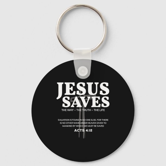 Llavero Jesus Saves Bible Verse Acts 4_12 Christian  (Anverso)