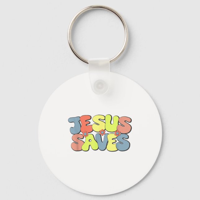 Llavero Jesus Saves - Hipe Flower Child Style  (Anverso)