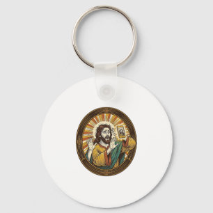 Llavero Jesús Selfie Accidental de Cámara Frontal Doble Ba