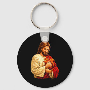 Llavero Jesús sosteniendo ardilla cristiano