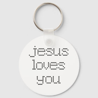 Llavero Jesús te ama en polkadots negros
