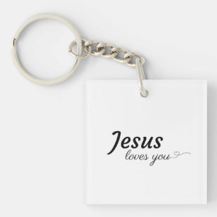 Llavero Jesús Te Ama La Keychain Acrílica