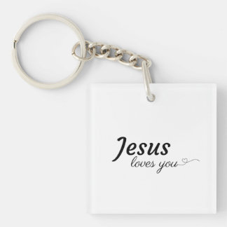 Llavero Jesús Te Ama La Keychain Acrílica